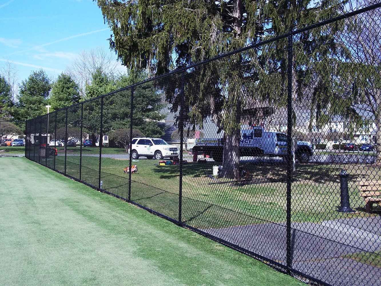 Photo of a chain link commercial fence from a fencing contractor in New York