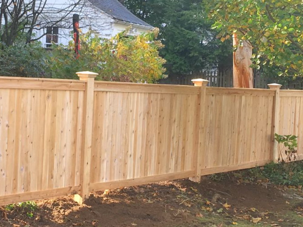 Ridgefield CT cap and trim style wood fence